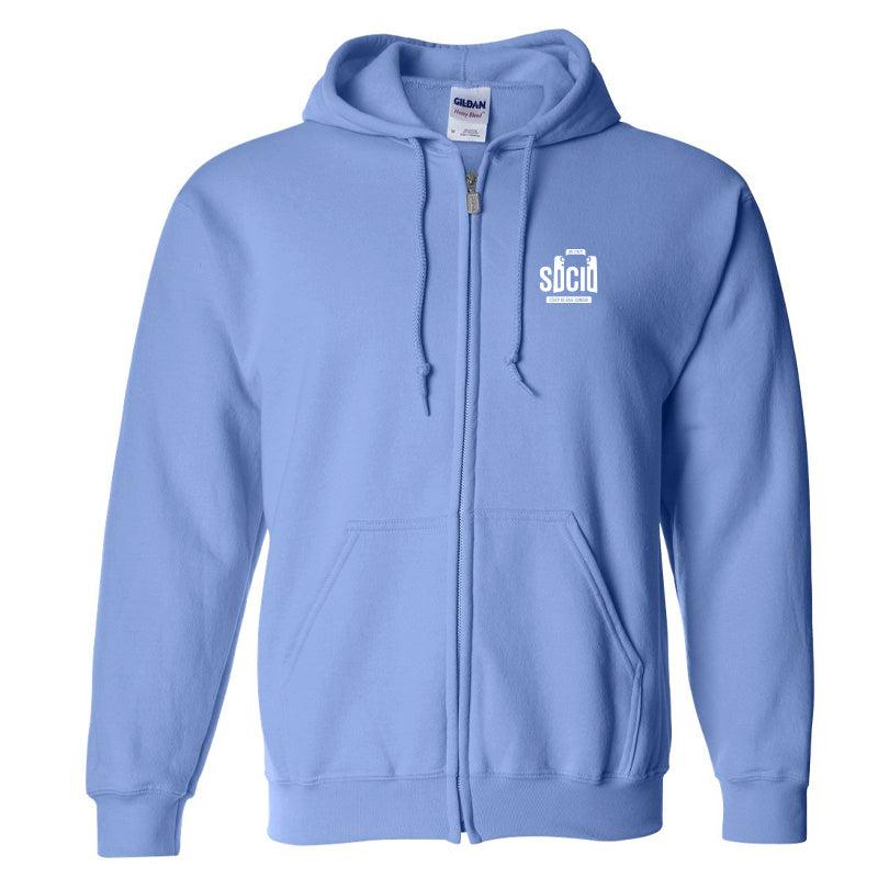CBCS - Gildan Molleton à capuchon et fermeture éclair (Carolina Blue, S, SOCIO 3.5 Pocket - CBCDTF-D1/CBCSDTF-D1-W)